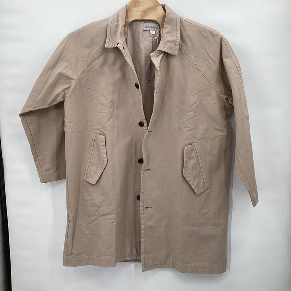 Outerknown Century Car Coat Mens L Latte Canvas Trench Over Coat 100% Cotton - Picture 2 of 8